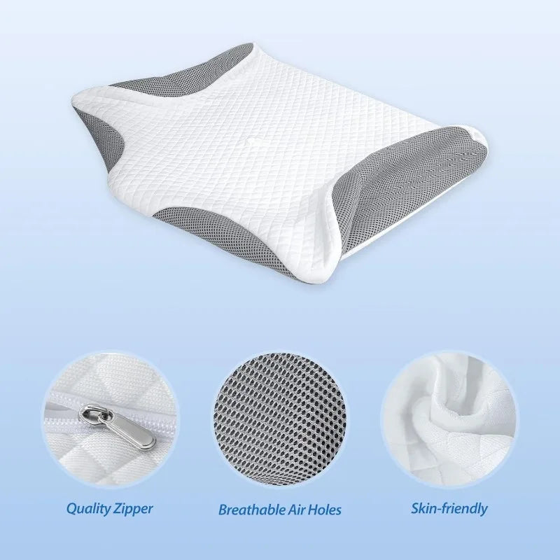 Memory Foam Cervical Pillowcase with Zipper Replaceable Breathable Machine Washable - 1 Piece