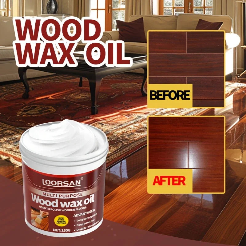 Furniture and Floor Wood Wax Oil - Almond & Beeswax Polish Cream, Quick Application