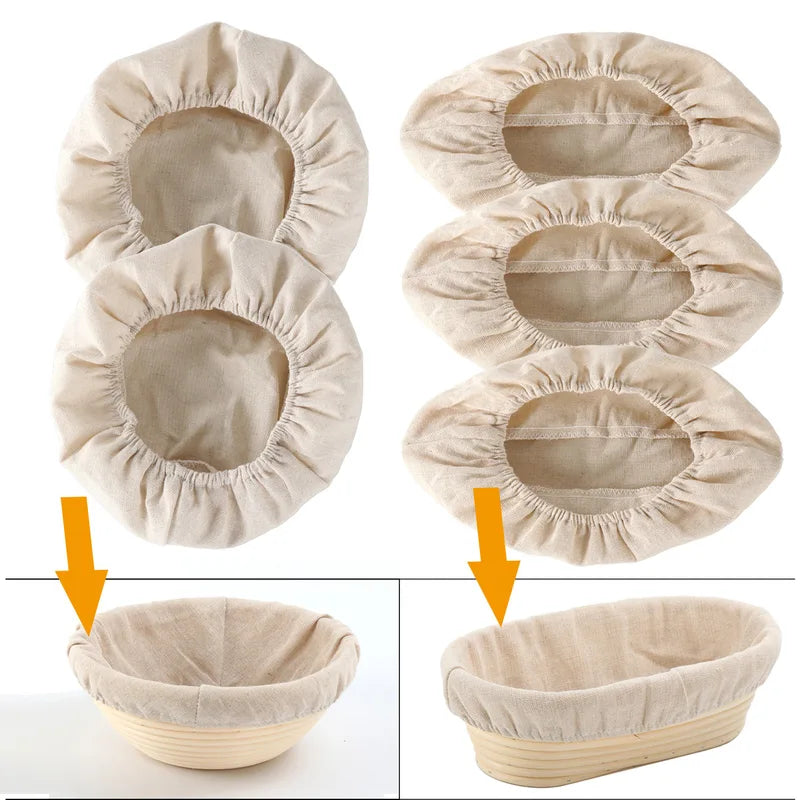 Bread Basket Liner Cloth Set - 10 Inch Round Dough Fermentation Covers DIY Baking Tools