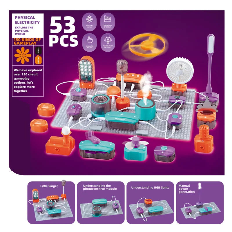 STEM Electronic Building Blocks Kit for Kids Physics Circuit Experiments