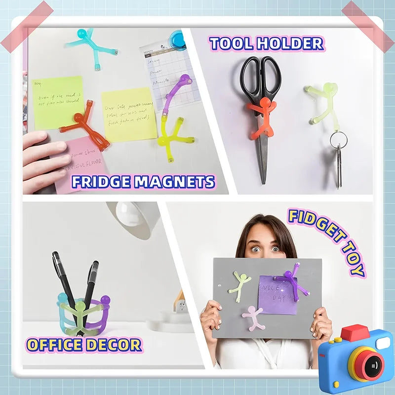 Colorful Mini Man Refrigerator Magnets Set - 10pcs Cute Humanoid Magnetic Stickers for Refrigerator & Whiteboard