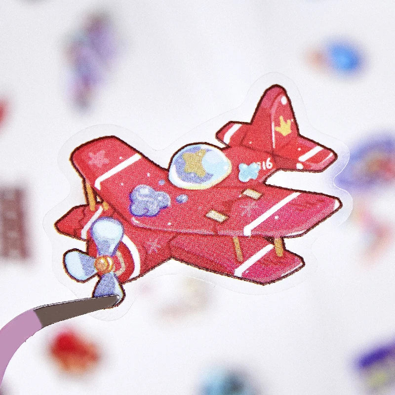 Kawaii Milky Way Forest Landscape Sticker Set - DIY Cabin Scene, Multiple Colors