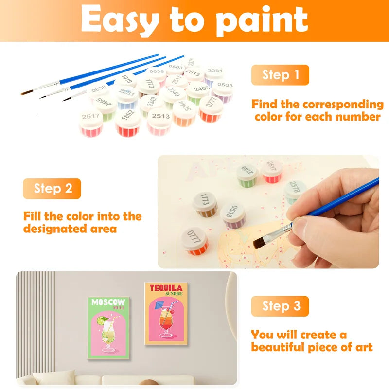 Complete Painting Set with Canvas & Brushes - Wall Hanging Art Kit for Beginners