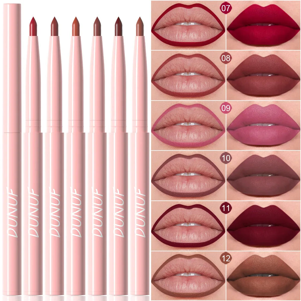 Matte Lip Liner Set - Waterproof Long Lasting Lip Pencil Kit with 6 Colors