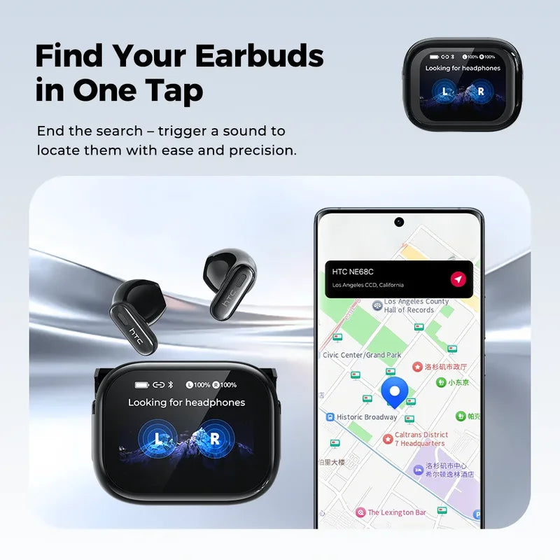 Wireless Bluetooth Earphones with AI Translator LCD Screen Noise Reduction Sport Headsets
