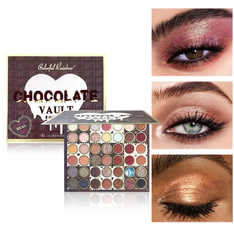 42 Shades Eyeshadow Palette - Matte, Glitter, Pearl Long-Lasting Makeup
