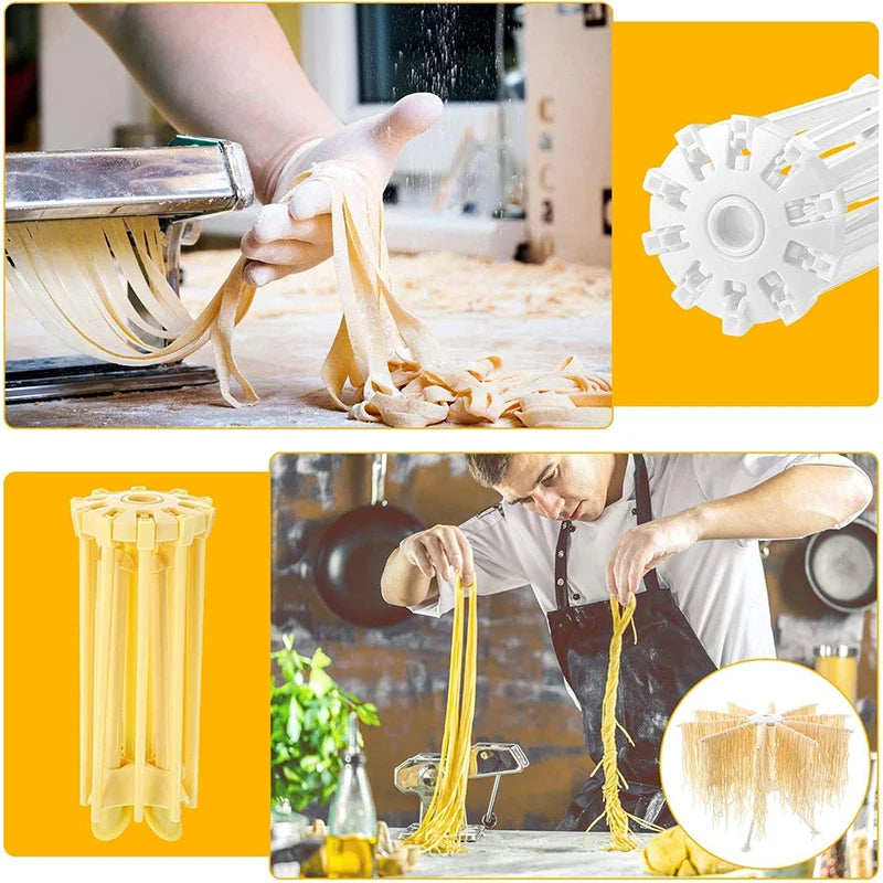 Collapsible Pasta Drying Rack Kitchen Folding Noodle Stand with 10 Handles