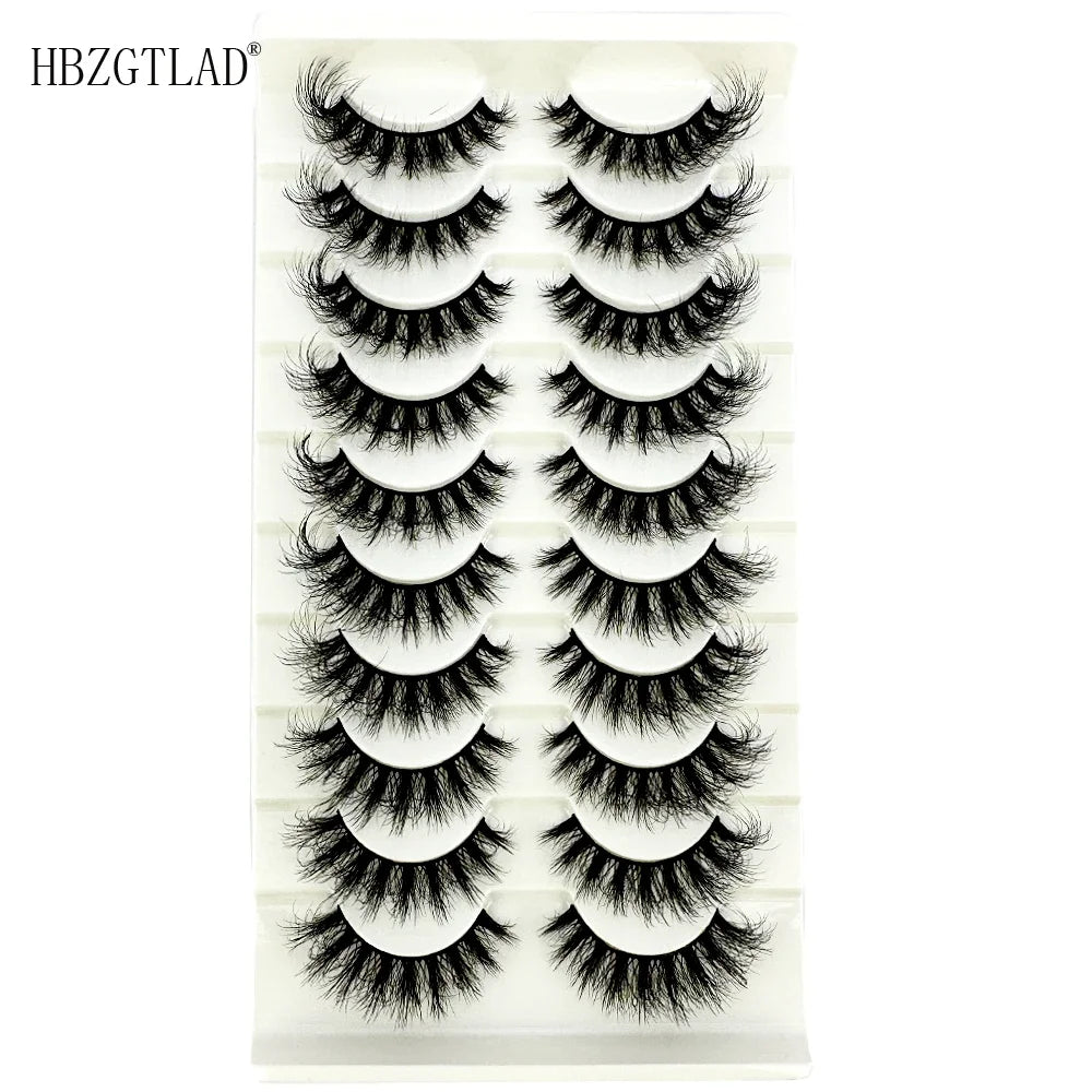 10 Pairs Fluffy Mink False Eyelashes - Natural Dramatic Look, Wispy & Long