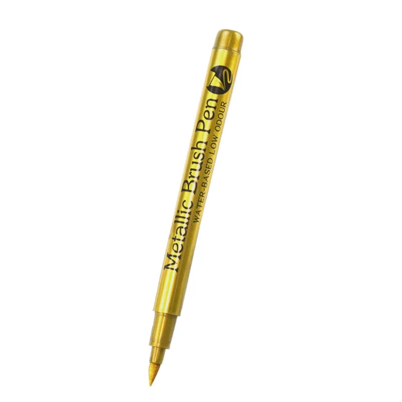 Permanent Metallic Paint Markers Set - Silver Gold Copper White Craft Pens for Rock Halloween Christmas