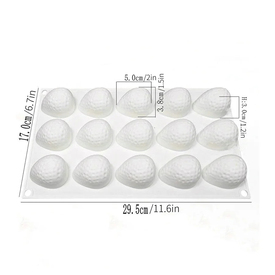 15 Cavity Strawberry Silicone Baking Mold for Cake Chocolate Decoration
