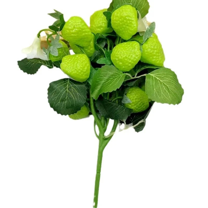 Artificial Strawberry Branch Decor Picks - Faux Fruit Plant Wall Accent