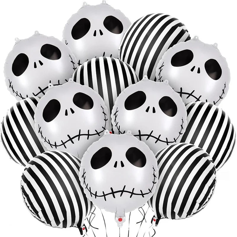 18-Inch Skeleton and Ghost Foil Balloons Halloween Party Decorations - 12 Pack