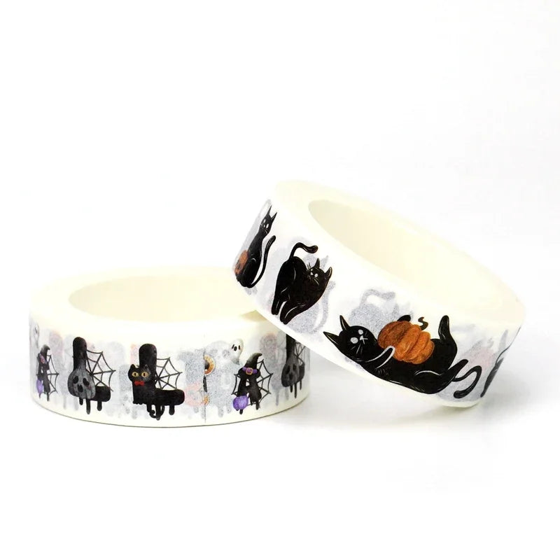 Decor Washi Tape Set 10M for Scrapbooking & Stationery - Halloween Skull Cat