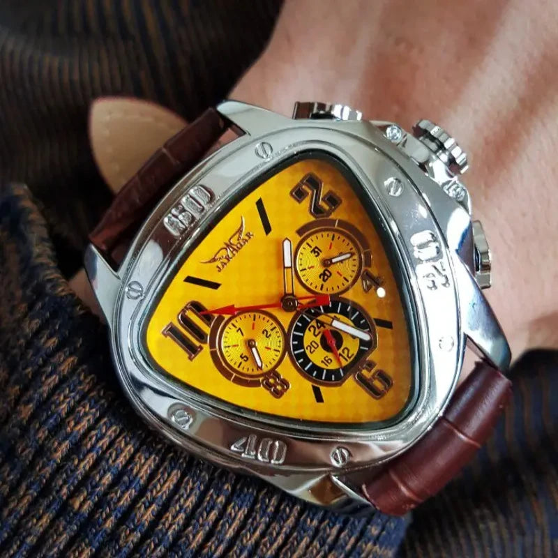 Men's Mechanical Watch with Leather Strap, Automatic Waterproof Design