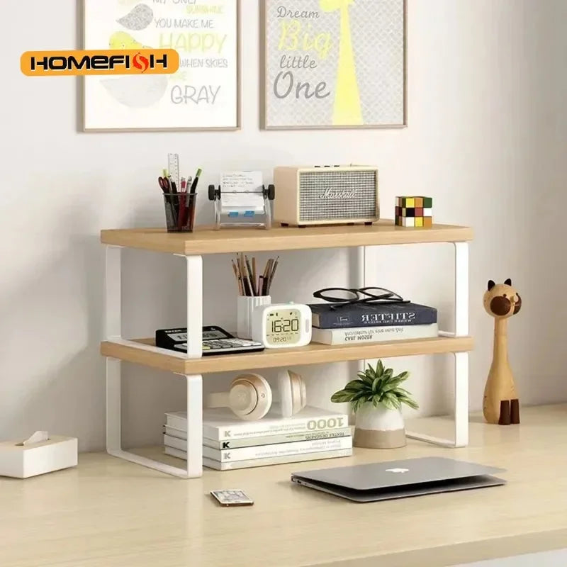 Adjustable Computer Monitor Stand Elevated Desk Storage Rack Home Office Organizer