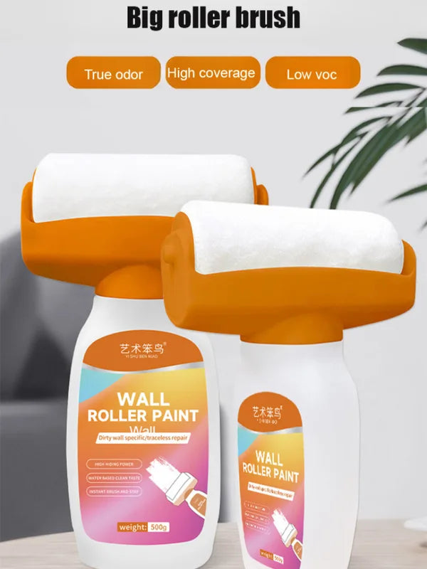 Water-Based Wall Repair Paint Set with Self-Brushing Roller - Interior Latex Wall Patch