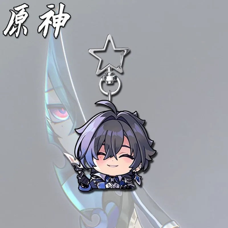 Anime Keychain Yuan Shen Men Cartoon Cosplay Acrylic Keyring Pendant Gift for Women