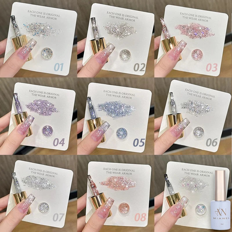 Star-Chasing Moon-Chasing Gel Nail Polish Set - Bright White & Glitter Finish