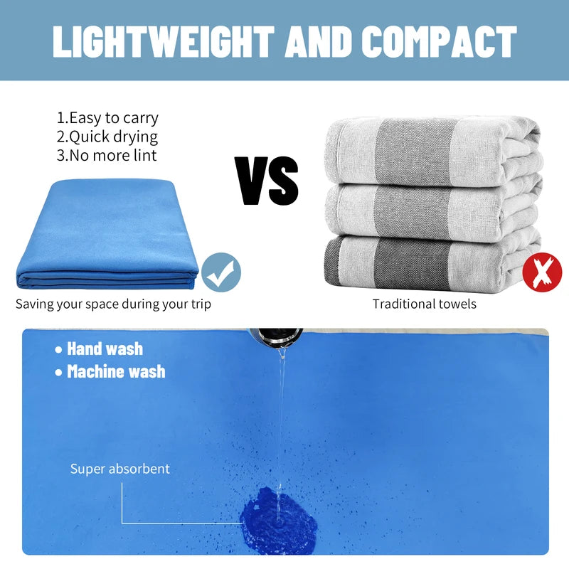 Quick Dry Microfiber Towel with Mesh Bag for Camping Gym Yoga Backpacking Hiking