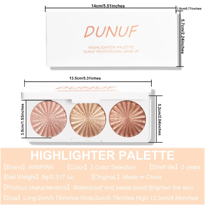 Waterproof Highlighter Palette 7 Colors Long Lasting Face Makeup Contour Blush