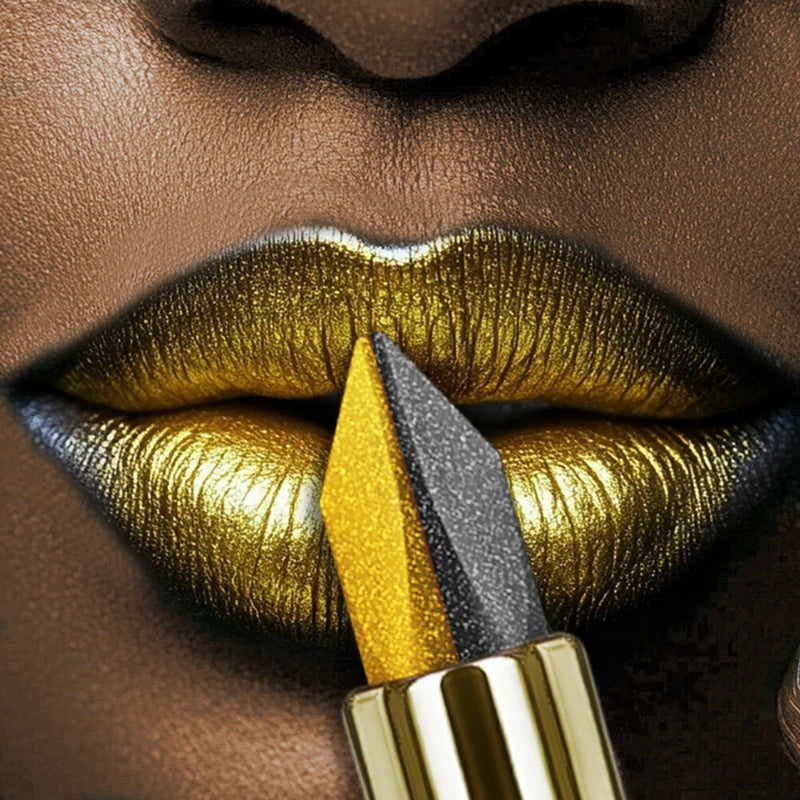 Metallic Finish Two-Tone Lipstick - Long-Lasting Hydrating Lip Tint for Women