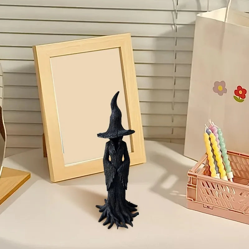 Dark Halloween Witch Resin Statue Gothic Decor Desktop Ornament Collectible Figurine