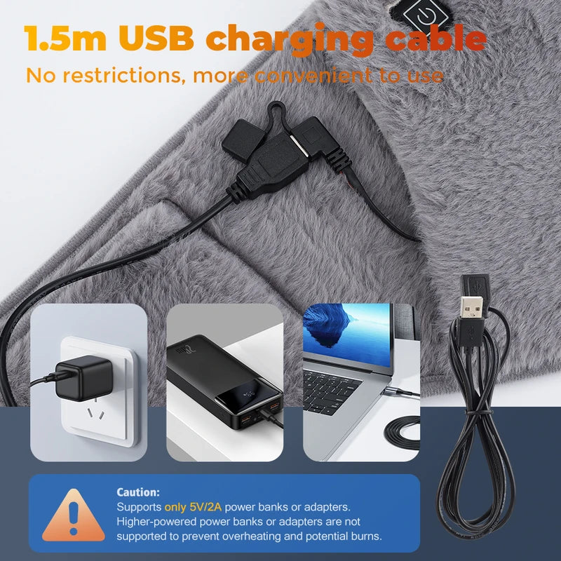 Electric Heating Belt for Hands and Waist - 3 Levels USB Recharging Warm Pad