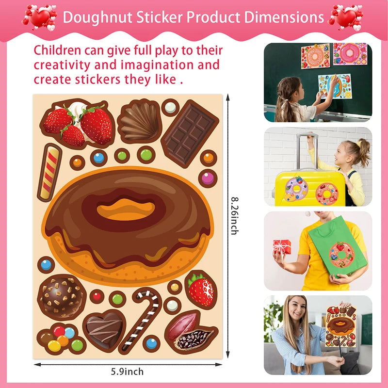 Children's Donut Puzzle Stickers Game - Funny Assemble Jigsaw Kids Educational Toy