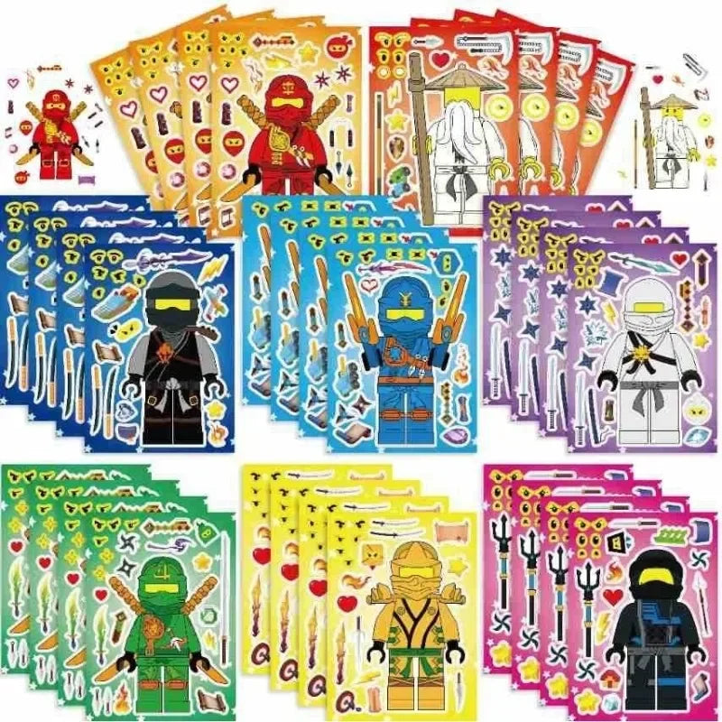 Kids DIY Puzzle Sticker Set - 16 Cartoon Face Stickers for Party Favors