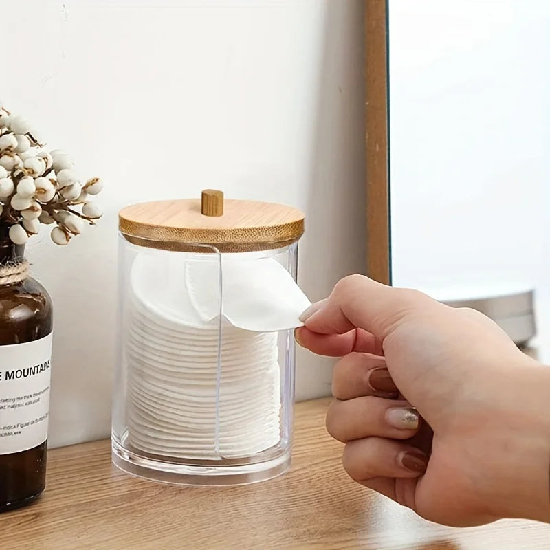 Clear Acrylic Makeup Organizer with Cotton Pad Holder - Multiple Colors
