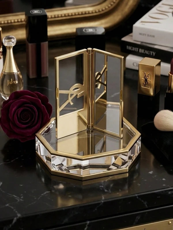 Gold Portable Folding Makeup Mirror Compact for Touch-Ups, Holiday Gift