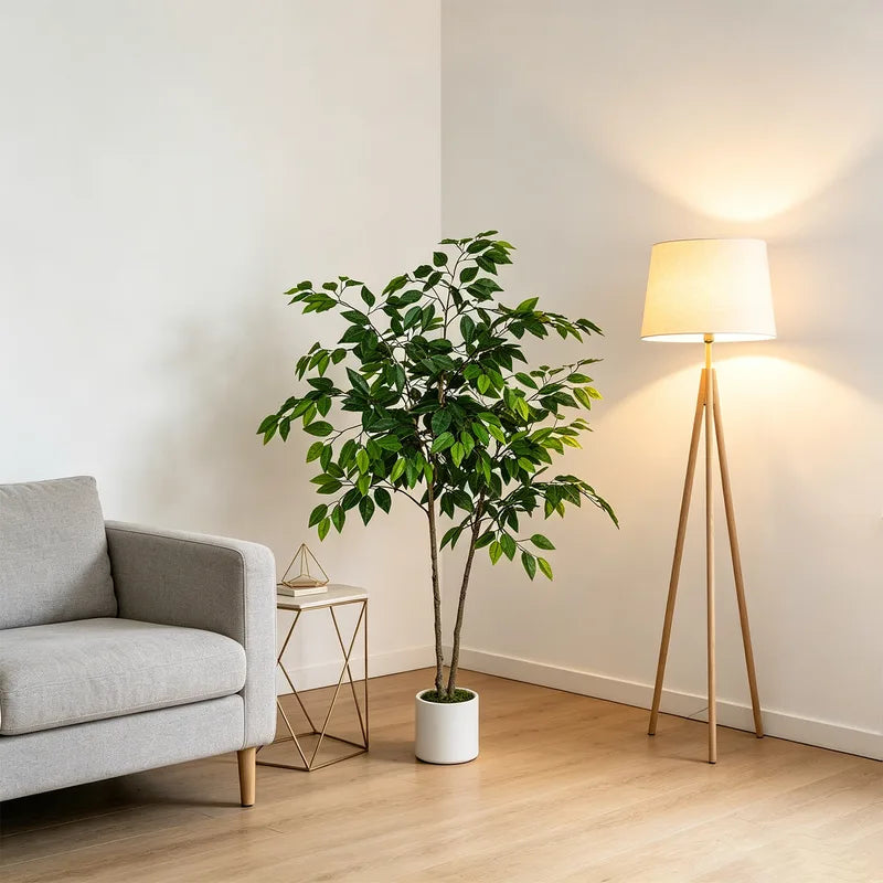 Artificial Ficus Tree Plant 140-210cm Double Trunk Greenery for Home Decor