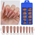 100pcs Coffin Fake Nails Full Cover Press On Nails Extension Tips Nude Long Ballerina