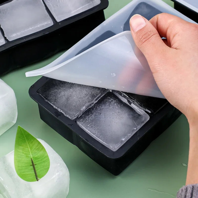 Large Food-Grade Silicone Ice Cube Tray Mold - 4/6/8 Grid Square Ice Maker