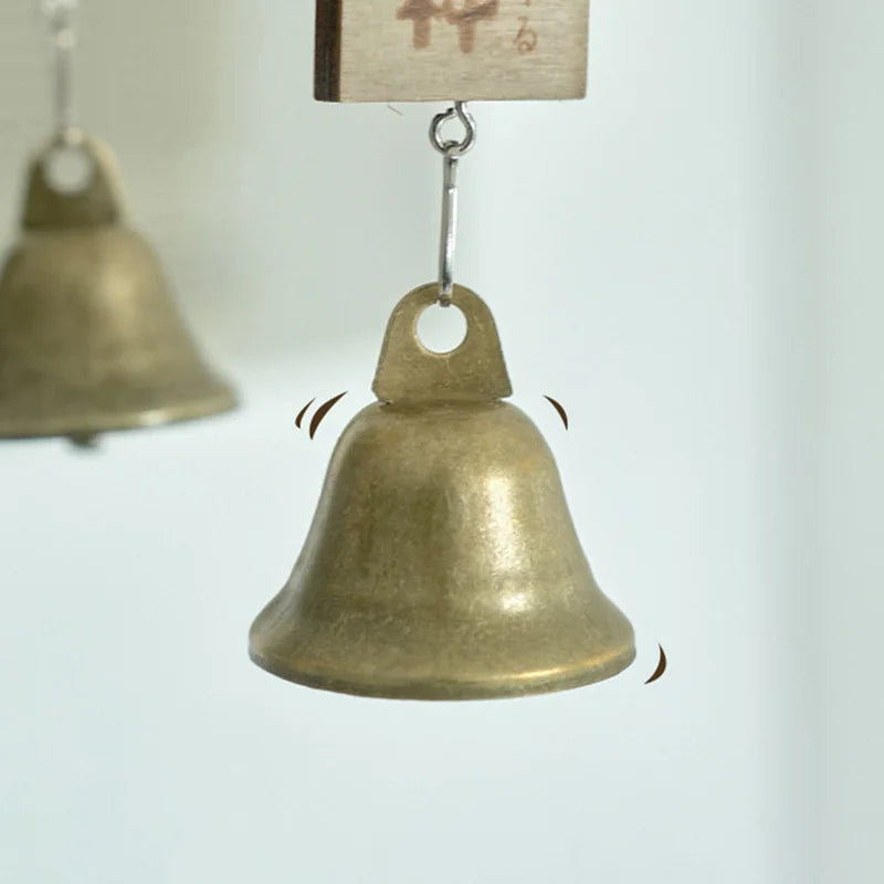 Japanese Copper Wind Chime Bell Outdoor Decor Sleepy Cat Design 30cm