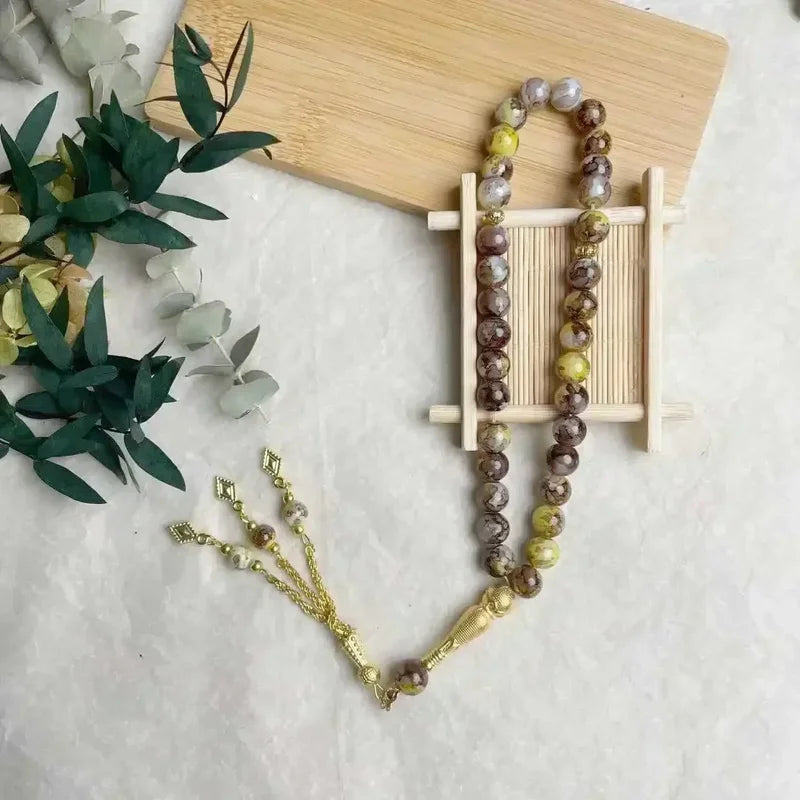 Glass Tassel Prayer Beads Bracelet 10mm Islamic Rosary Jewelry for Women