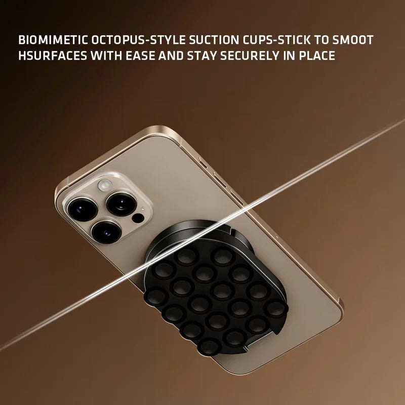 Universal Magnetic Suction Cup Phone Mount - 360° Rotation, Foldable Desktop & Wall Clamp
