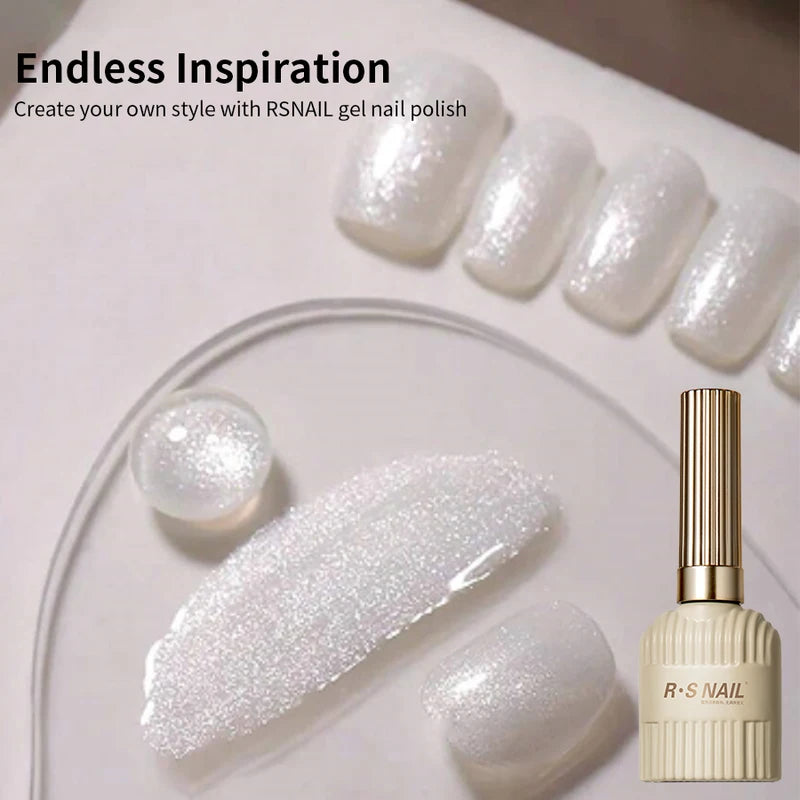 Milky White Glitter Gel Nail Polish - Sparkling UV LED Varnish for Summer