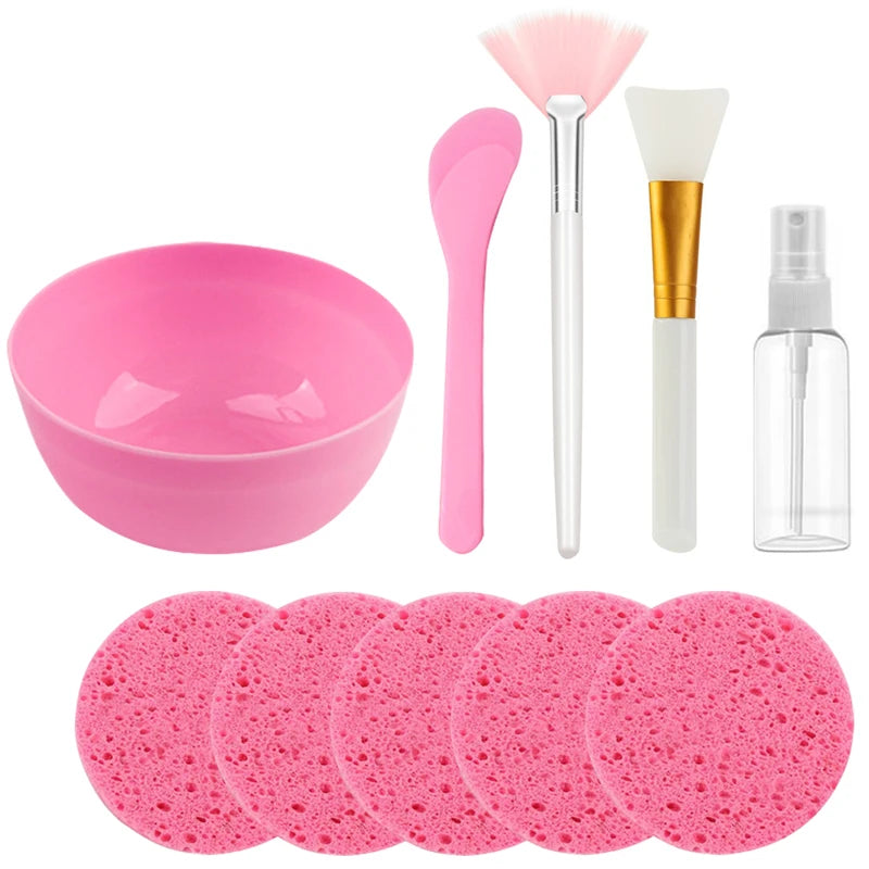 Silicone Facial Mask Brush Set with Mixing Bowls & Sponges - Skin Care Tools