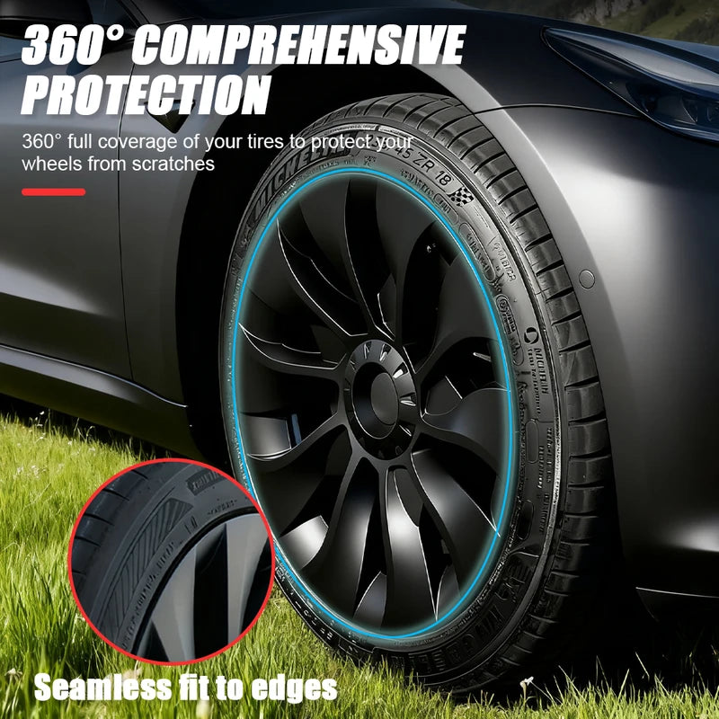 4PCS Tesla Model 3 18 Inch Performance Wheel Hub Caps - Full Rim Cover Accessories