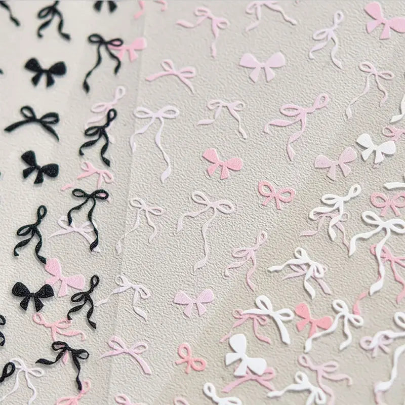 Cute 5D Bow Nail Stickers Set - Self-Adhesive Nail Art Decals for DIY Manicure