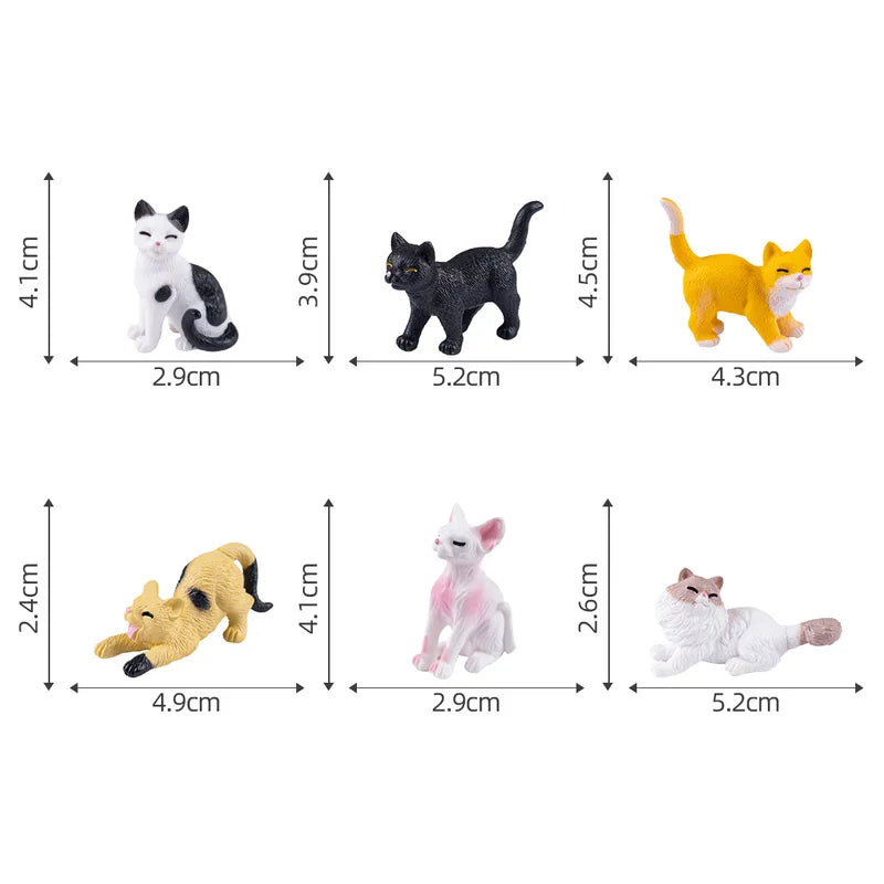 6pcs Mini Resin Cat Figurines Kitten Garden Ornaments for Fairy Garden Home Decor
