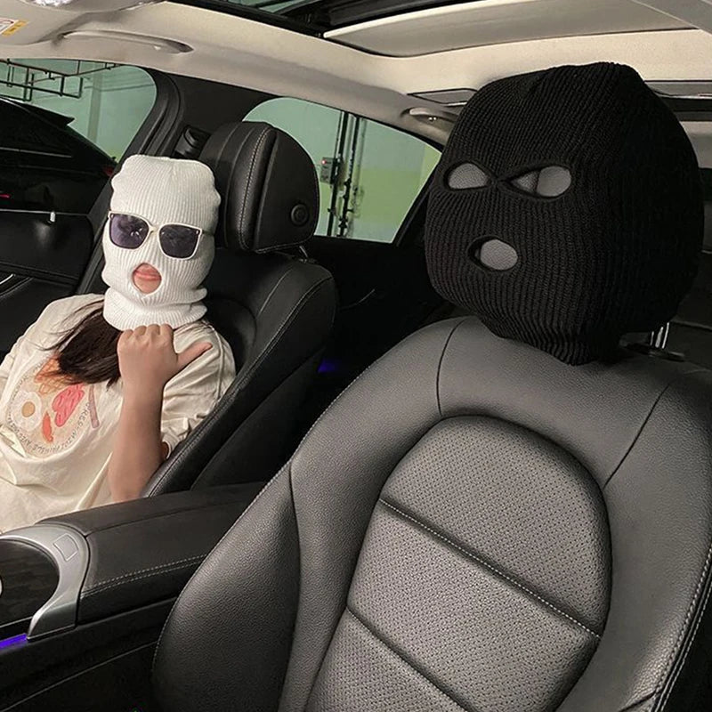 Full Cover 3-Hole Car Seat Headrest Cover Halloween Christmas Funny Decor
