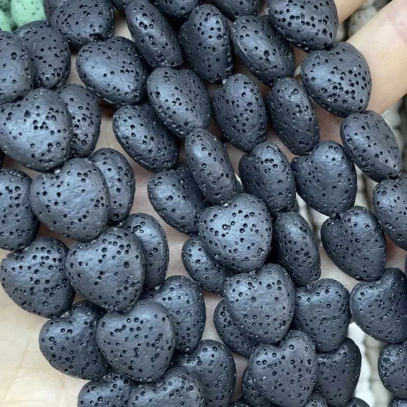 Natural Stone Lava Beads for Jewelry Making - Black Volcanic Cylinder & Round Spacers