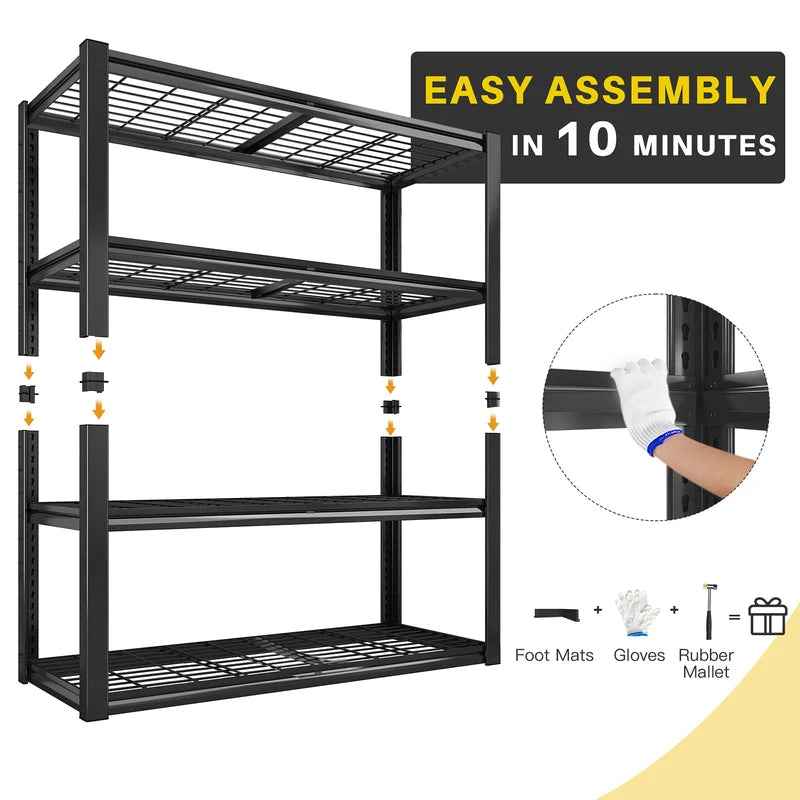 Heavy-Duty 4-Shelf Garage Storage Unit – Supports Up to 2240 lbs, 40x19.5x59.5 Inches