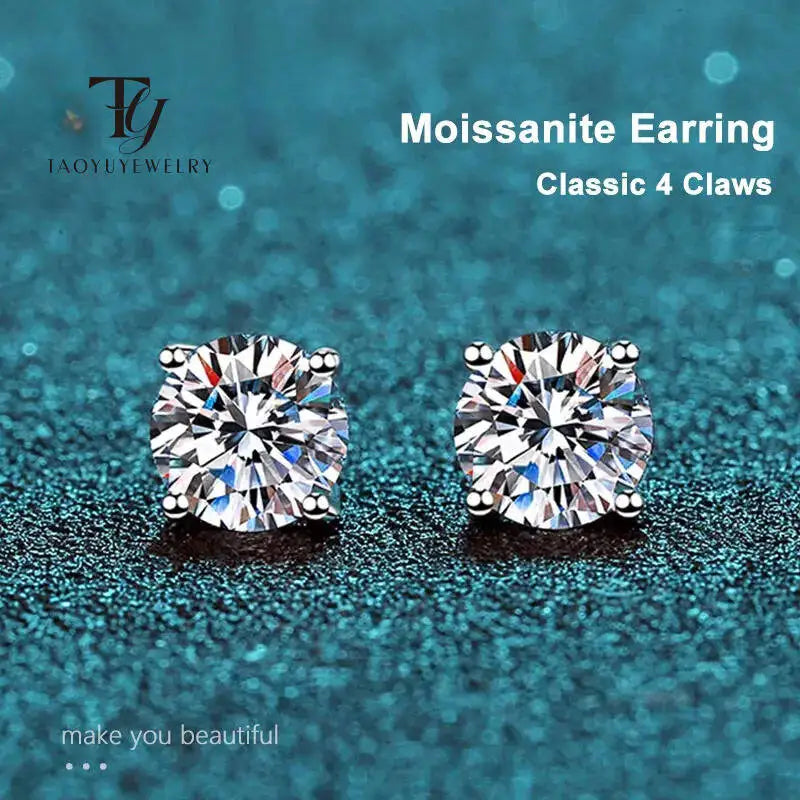 2.0ct Moissanite Earrings for Women Lab-Grown Diamond Studs Sterling Silver Jewelry