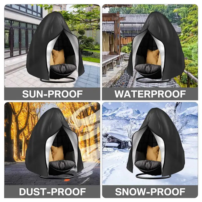 Waterproof Hanging Egg Chair Cover for Patio Garden Swing Seats - Windproof Dustproof 210D