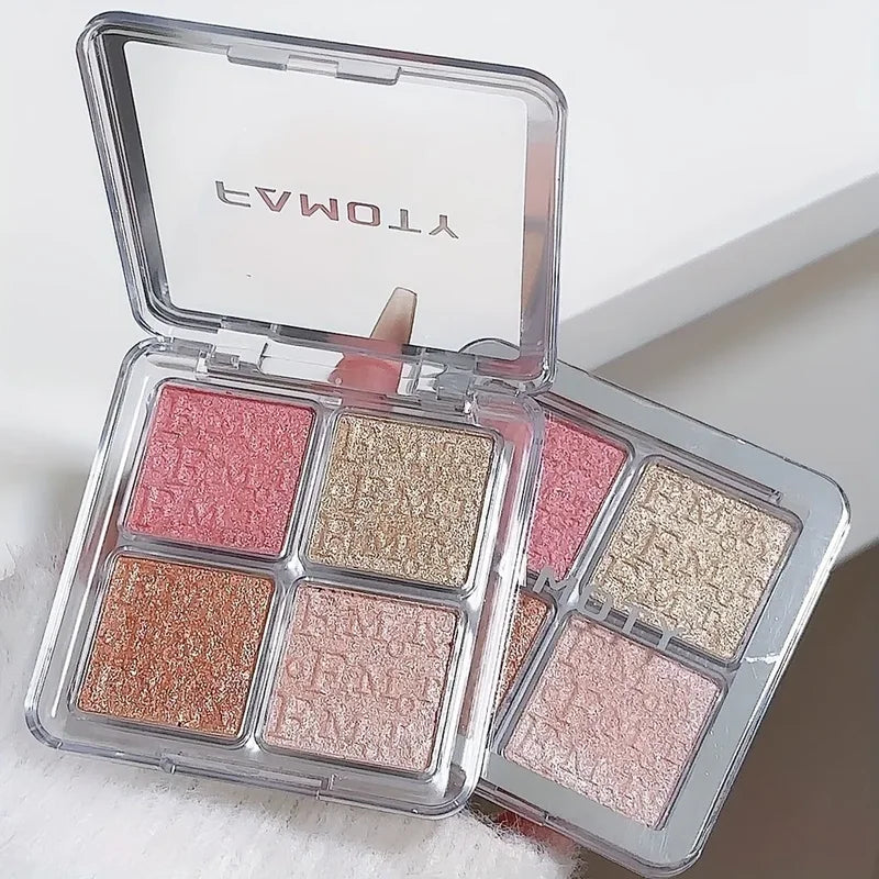 4 Color Highlighter Palette Makeup Illuminator Glitter Baked Powder Face Palette