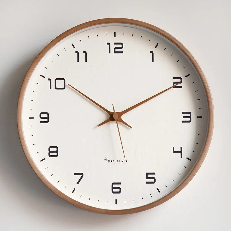 Nordic Style 12-Inch Wooden Wall Clock Modern Minimalist Quiet Living Room Decor