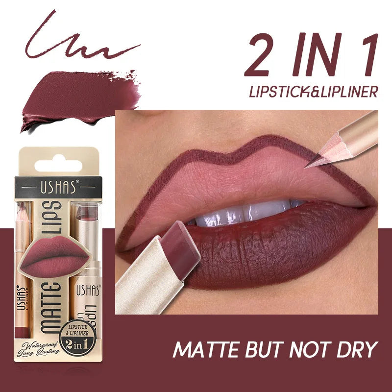 Matte Lipstick Set with Lip Liners – Long-Lasting Waterproof Lip Makeup Kit